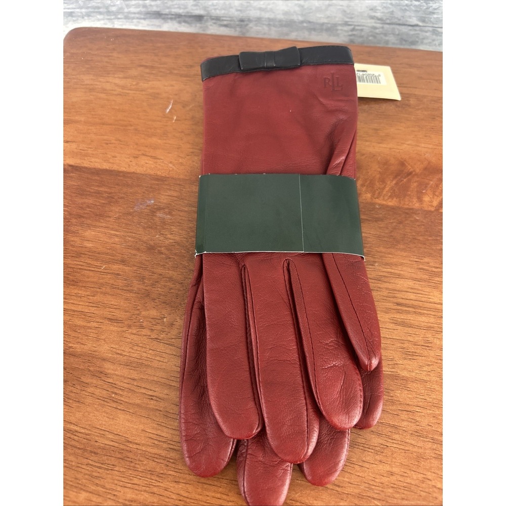 Ralph Lauren Women's Vintage Red Leather Gloves XL - Picture 3 of 5